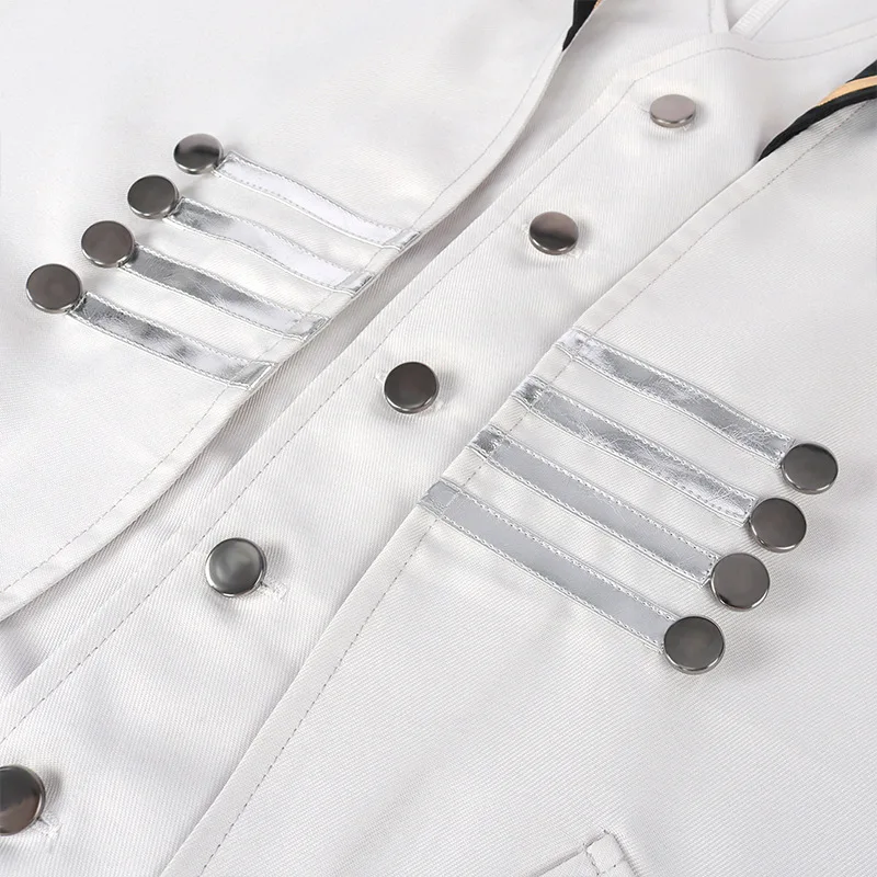 Men's Retro Tailcoat White Long Jacket Gothic Steampunk