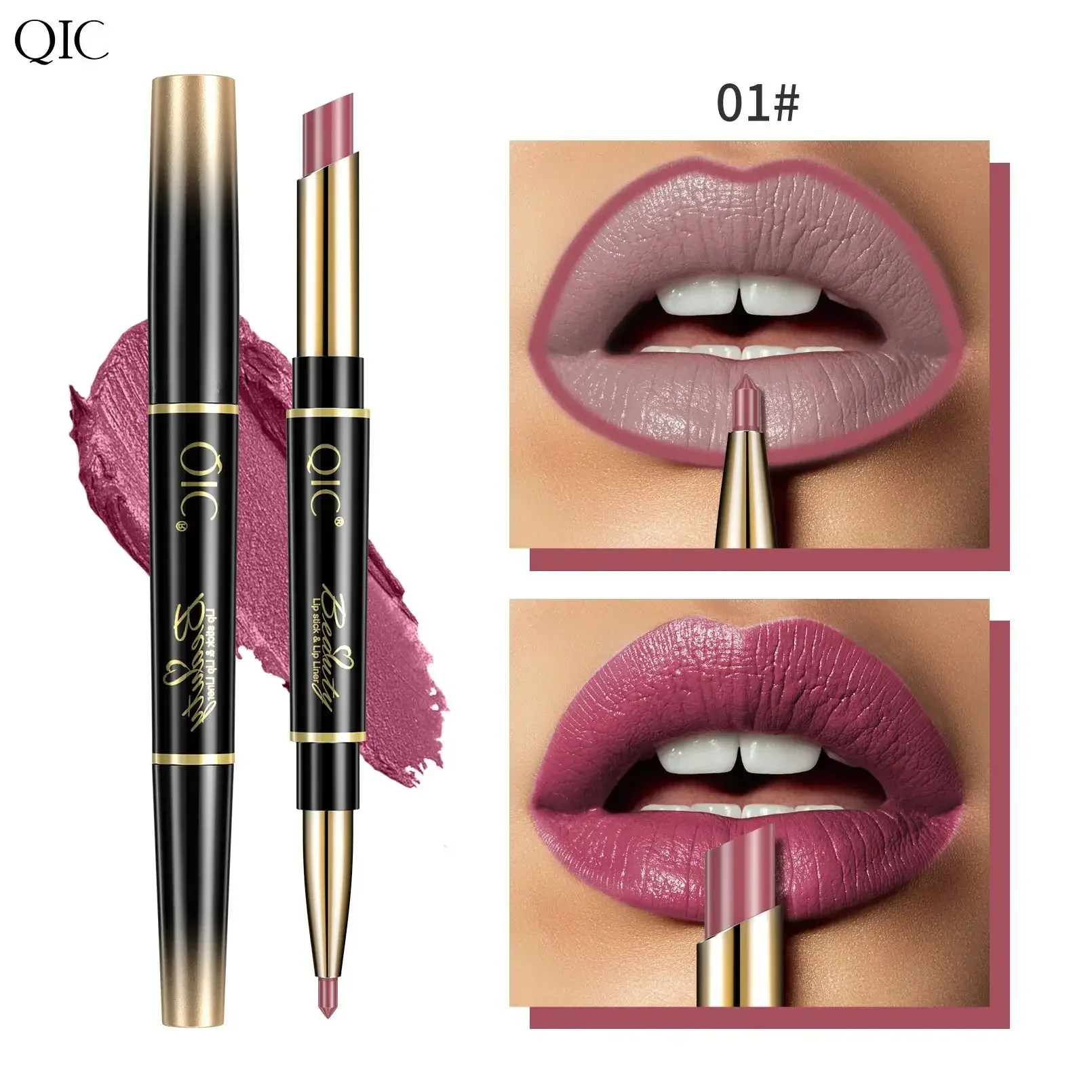 thumbnail image 1 of 2 In 1 Matte Lipstick lip liner Long lasting waterproof Makeup for women Korean Cosmetics Beauty Make up female, 1 of 5