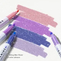 4pcs Glitter Color Shiny Pens Set Bling Sparkling Highlighter Marker 4mm Brush for Drawing Painting Art School Metallic Glitter