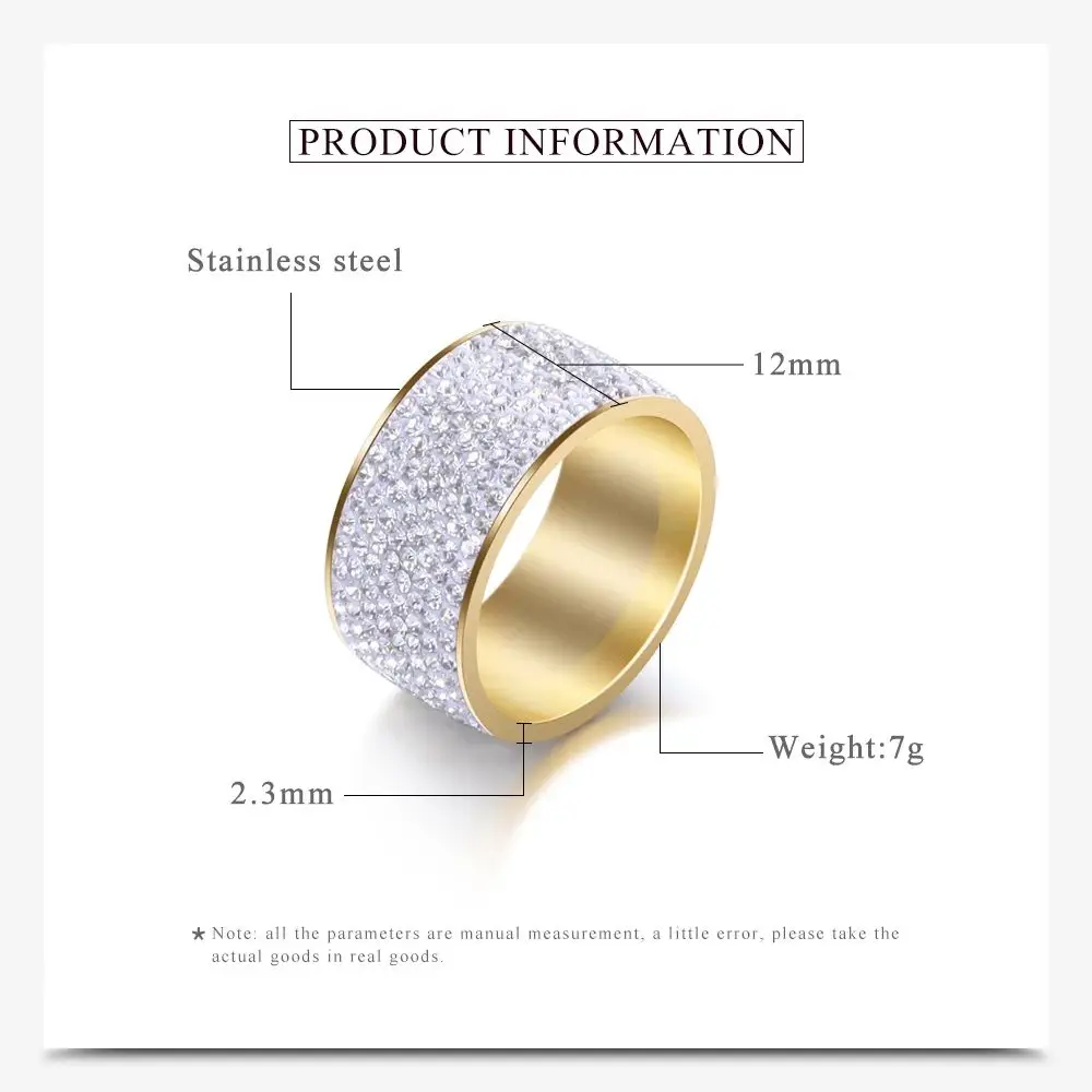 8 row Crystal Rings for Women Austria Crystal Ring Stainless Steel Bijoux For Women Wedding Jewelry wedding rings,womens ring,finger rings,jewelry rings,ring jewelry