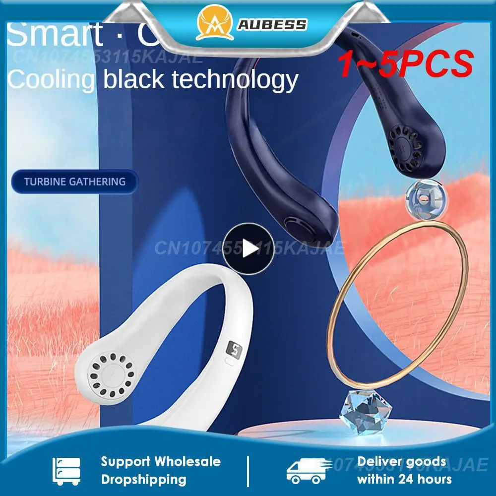 

1 ~ 5 шт. Новый мини-вентилятор для шеи, портативный безлопастной подвесной шейный вентилятор 3000 мАч, перезаряжаемый охладитель воздуха 3 скоростные мини-летние спортивные вентиляторы