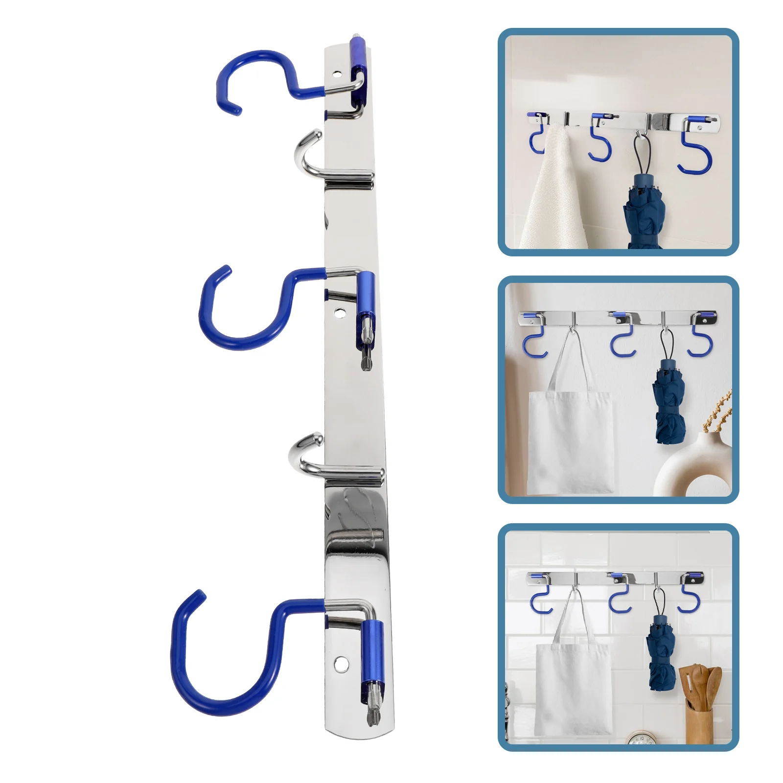 

Punch Hole Mop Holder Wall Coat Hanger Towel Hooks Stainless Steel Bathroom Towels Rack