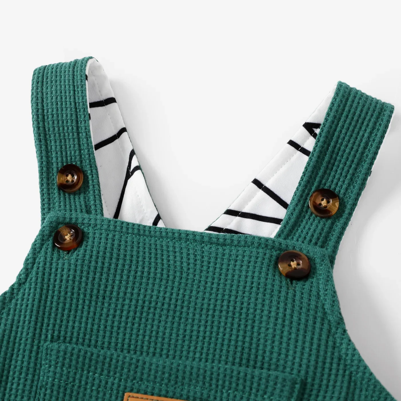 Children overalls PatPat Baby Boy Waffle Letter Patched Pocket Front Overalls skin texture Avant-garde Casual/Outdoor Oversized