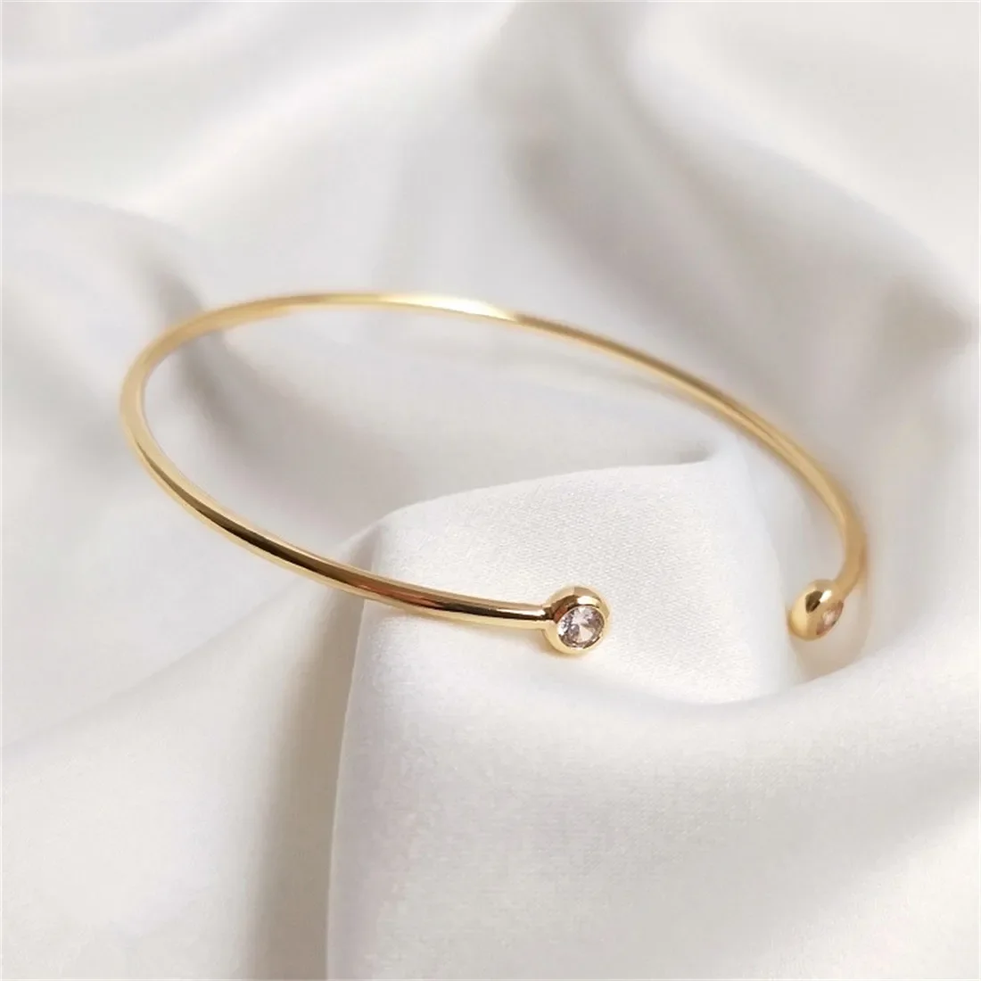 

14K Gold-filled Inlaid Zircon Bracelet Ins Tide Bracelet Simple Fashion Handmade DIY Base Bracelet Jewelry B722