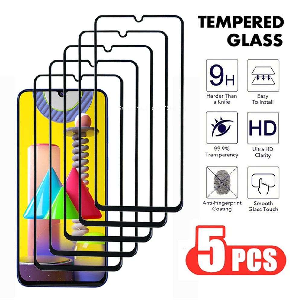 

5Pcs Full Tempered Glass For Samsung Galaxy A01 A11 A21 A31 A41 A51 A71 Screen Protector Galaxy M51 M31 M21 M11 Protective Film