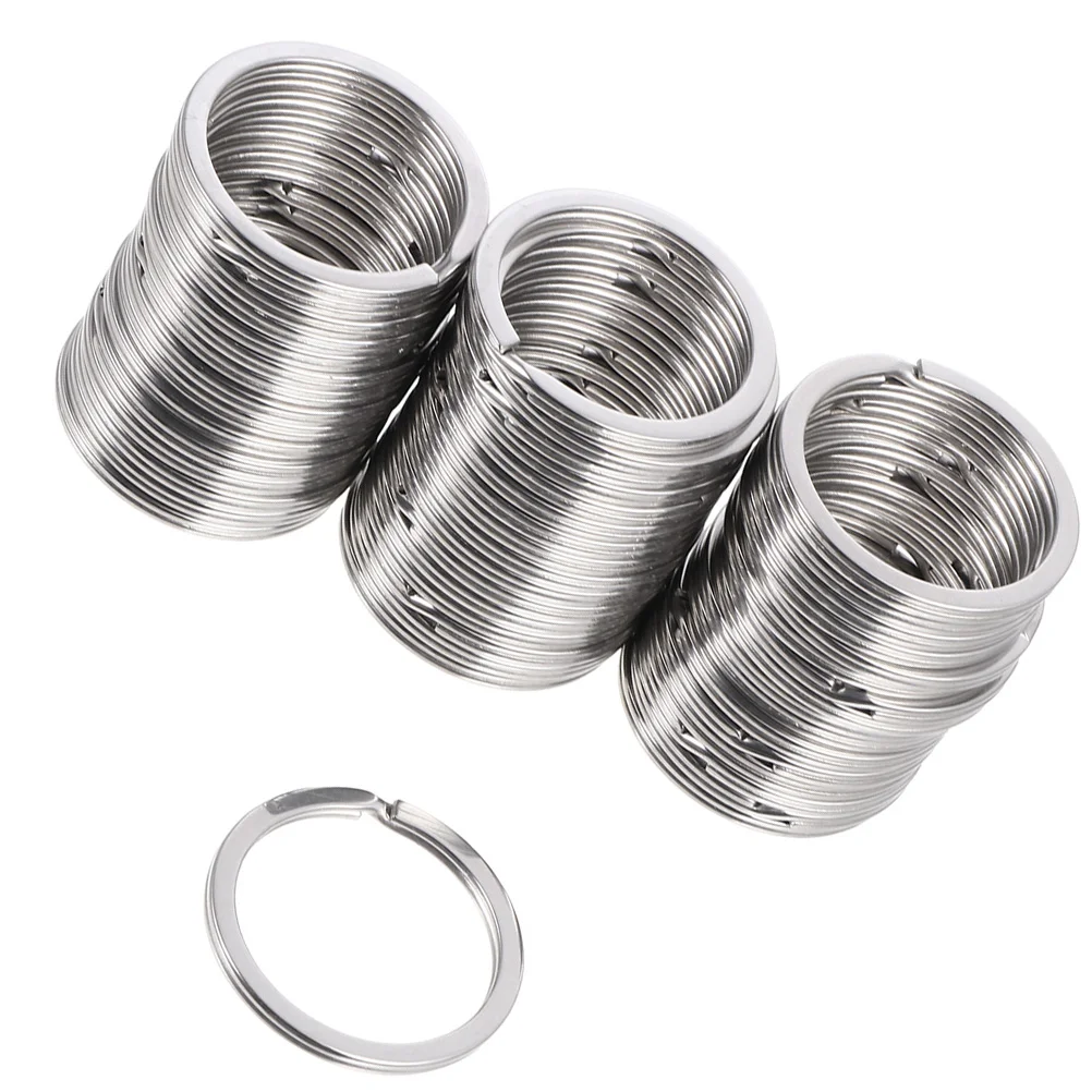 

50Pcs Flat Round Key Rings Metal Keychain Rings Stainless Steel Round Key Rings Split Keyrings Flat Rings