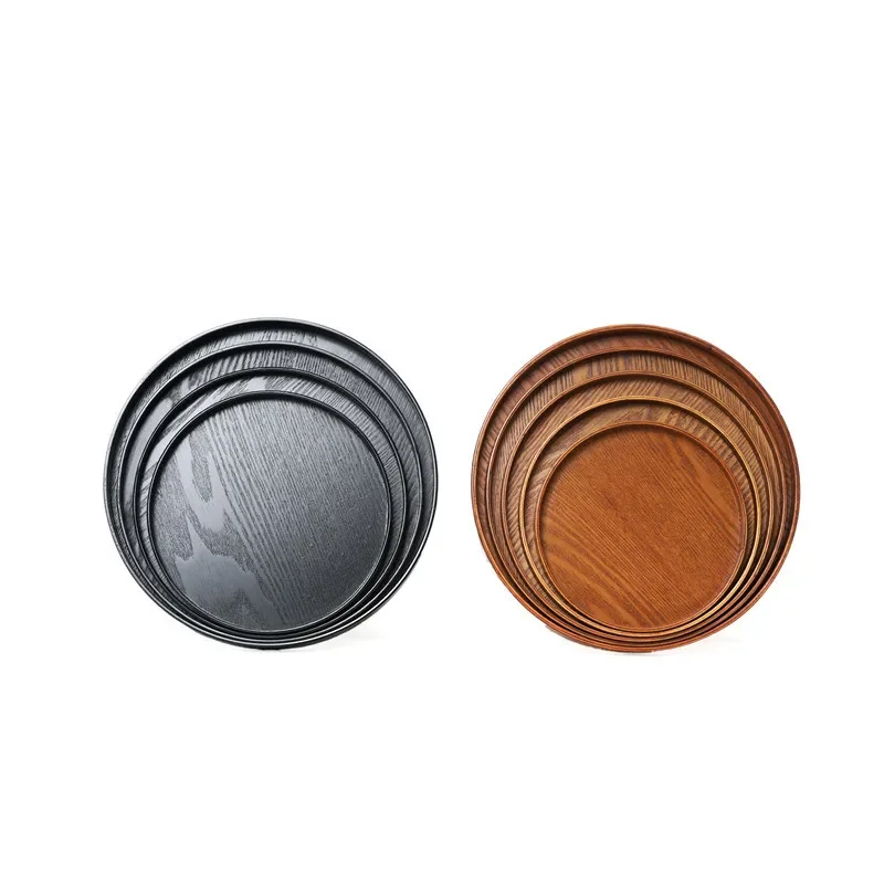 Wooden Round Tray Tea Japanese Fruit Dessert Trays Tea Cup Tray Creative Solid Wood Plate Dinner Plate 21cm24cm27cm30cm, wooden serving tray,tea tray