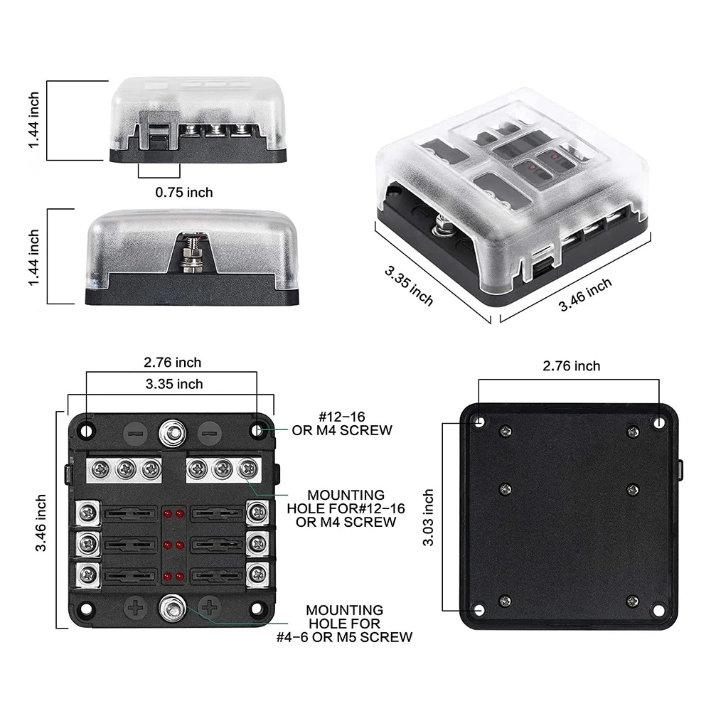12V Fuse Block 6 Way With LED Indicator Light 12 Volt Fuse Box ATO/ATC Marine Panel Waterproof 24V For Automotive Boat Car fuse box