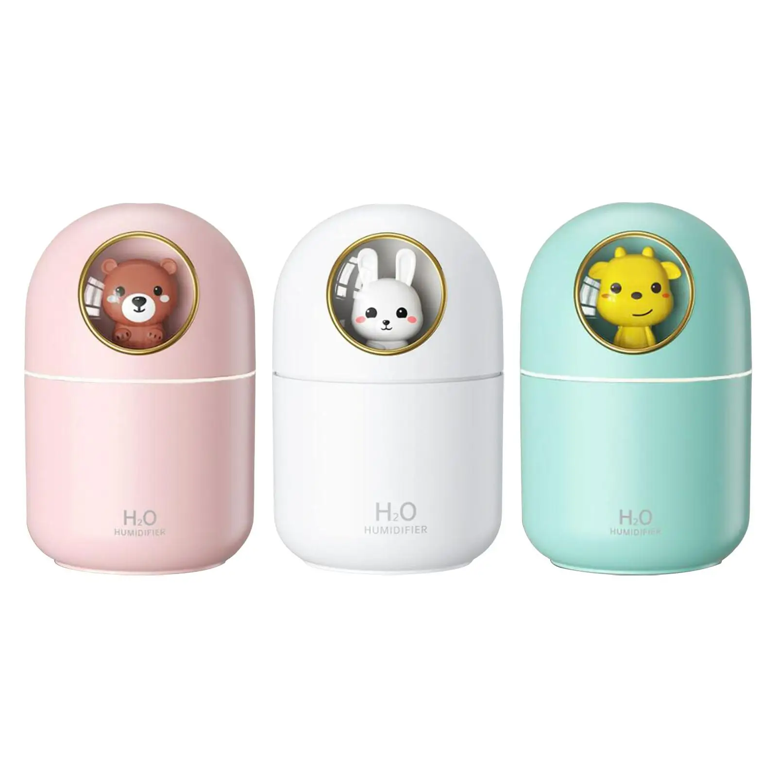 귀여운 공기 가습기 자동 차단 무소음 LED 야간 조명 침실 사무실용 쿨 미스트 디퓨저 USB