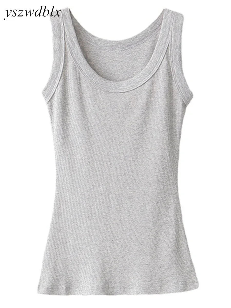 YSZWDBLX Women Tanks Solid Summer Slim Fit Cotton Bottoming Shirts Grey White Black Sexy Womens Clothing Casual Tank Tops 4