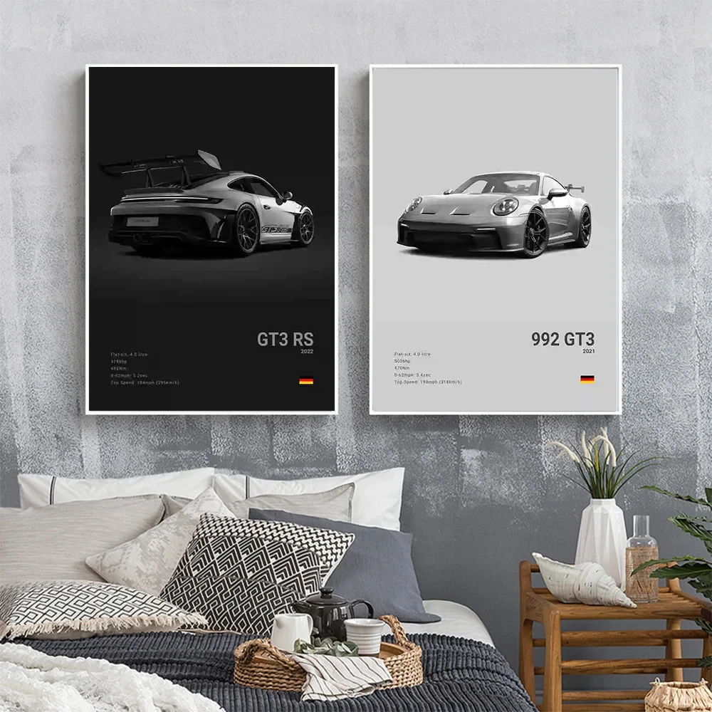 Car Poster Print German Sports 911 GT3 RS Turbo HD Canvas Wall Art Garage Living Room Home Decor