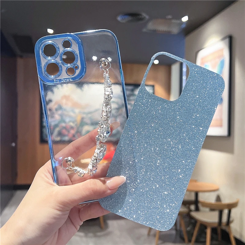 Pro Max Flash Diamond Bracelet Chain Plating Phone Case For iPhone 11 12 13 14 15 Plus Rhinestone Cover_voghion.com