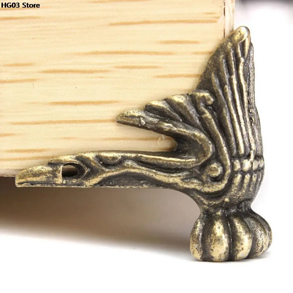 4PCS 42x30mm Antique Wood Box Feet Leg Corner Protector Triangle Rattan Carved Decorative Bracket for Furniture Hardware furniture hardware angled furniture hardware furniture corner protector wood box feet protector metal decorative protectors
