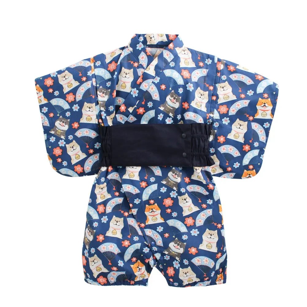 Retro Kimono Summer Baby Girl Boy Clothes Romper Jumpsuit Short-sleeved Bathrobe Newborn Baby Jumpsuits Playwear Cute Custume 5