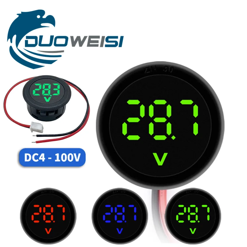 

DC 4-100V DC digital voltmeter head display LED digital display circular two-wire voltmeter reverse connection protection
