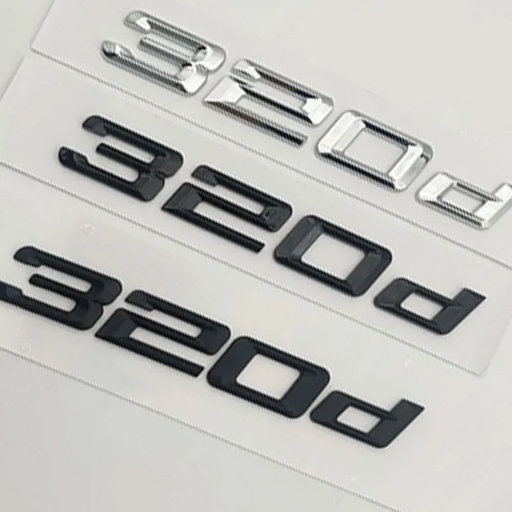Per Bmw 320D E46 E36 E90 E91 E92 F31 G20 G21 Black Chrome Abs 3D Logo Mate 320D Symbol Letters Car Trunk Pegatin Accessori