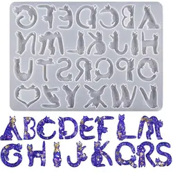 Cat Shaped Alphabet Letter Resin Silicone Molds for Keychain Jewelry Pendant Making DIY Letter & Ornament Casting Epoxy Molds