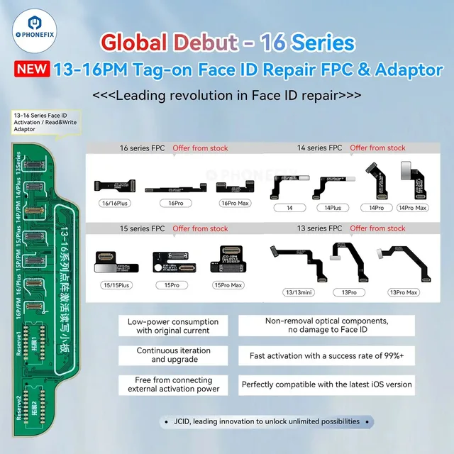 فلاتة فيس آيدي (بدون رفع الكريستالة) للأيفون 16 Pro – إصلاح آمن (Non-removal Tag-on) 4