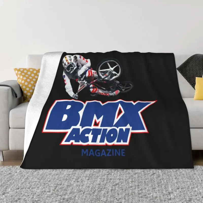 Bmx Action Magazine Ramp Jump Freestyle Racing Bike Haro Hutch Skyway Blanket Warmth Textile Cover Blanket Home Decotation