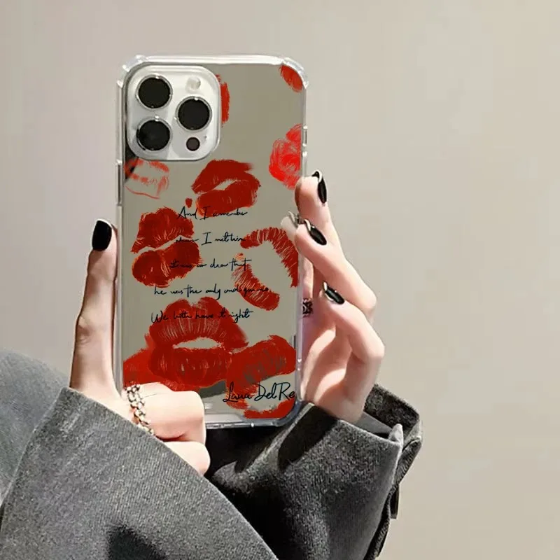 Red Lip Pattern Mirror Acrylic Phone Case
