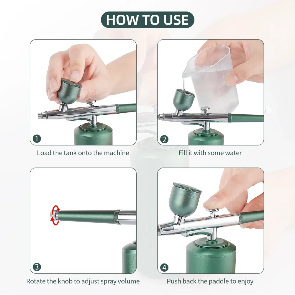 Blue Portable Nails Airbrush Kit With Compressor Oxygen Injector Nail Paint Spray Gun Makeup Tattoo Cake Painting Nano Sprayer