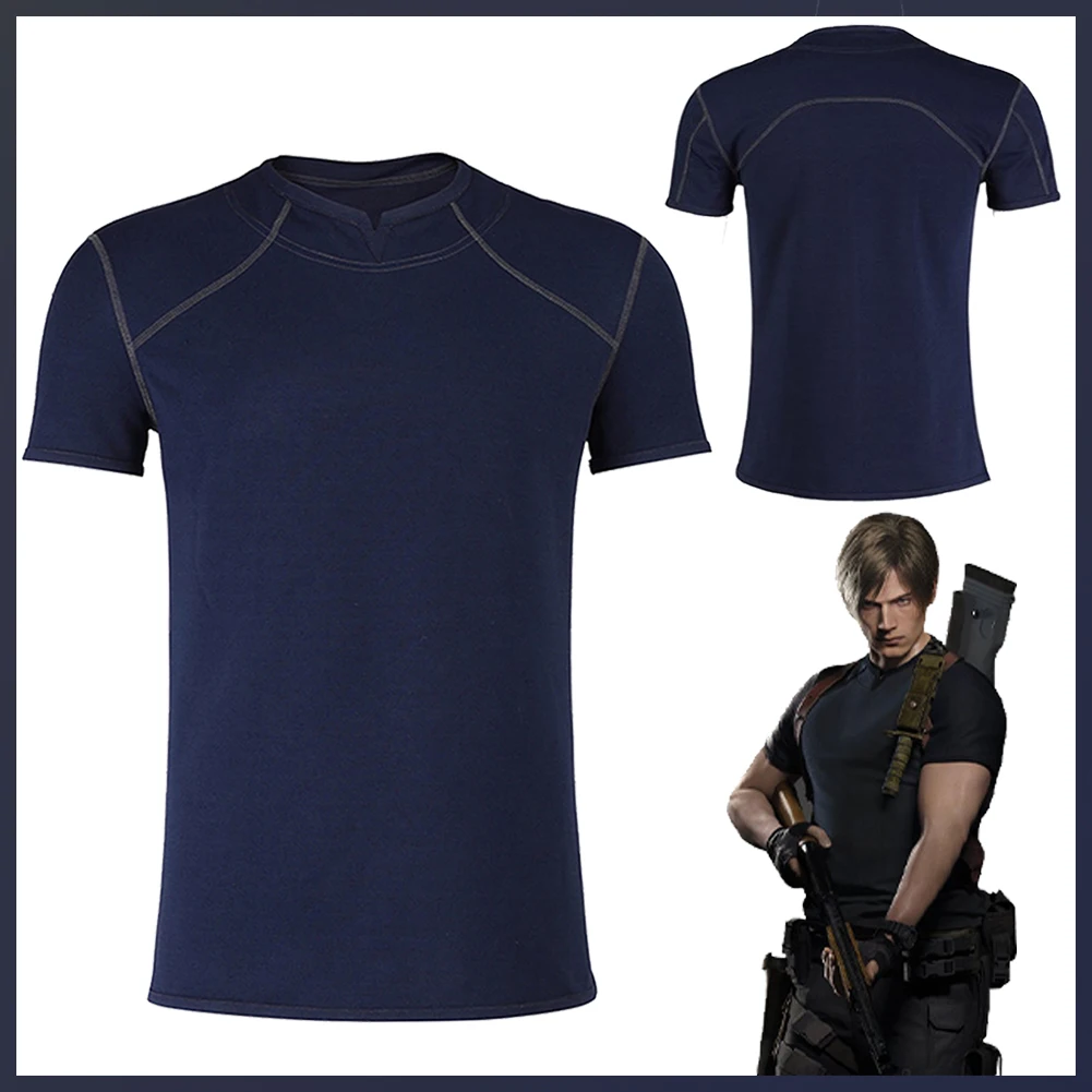 

Костюм для косплея Леон из сериала «реабилитатор игры», Фантазийная футболка с короткими рукавами, топ для мужчин, одежда для ролевых игр на Хэллоуин