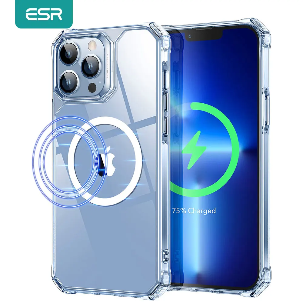 Custodia Magnetica Esr Air Armor Per Iphone 13 Pro Max Halolock Compatibile Con Custodia Magsafe Per Iphone 13 Pro Cover Posteriore Trasparente