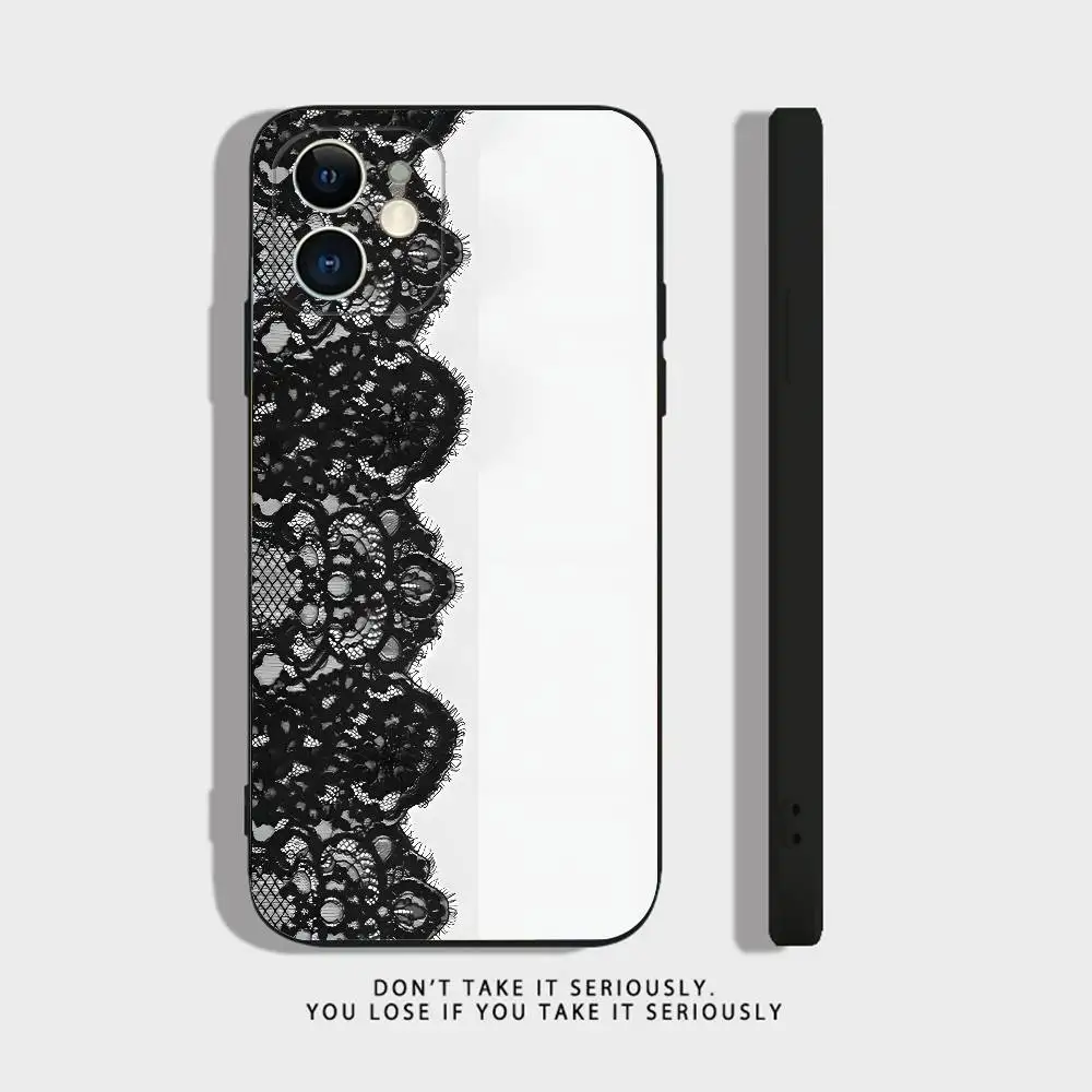 Elegant Black Lace Print Phone Case Cover