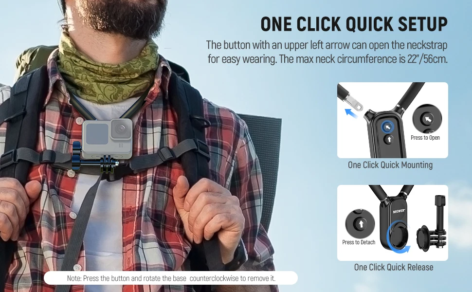 NEEWER Magnetic Neck Holder w/Hands-Free Chest Mount for /DJI/Insta360/Magsafe i