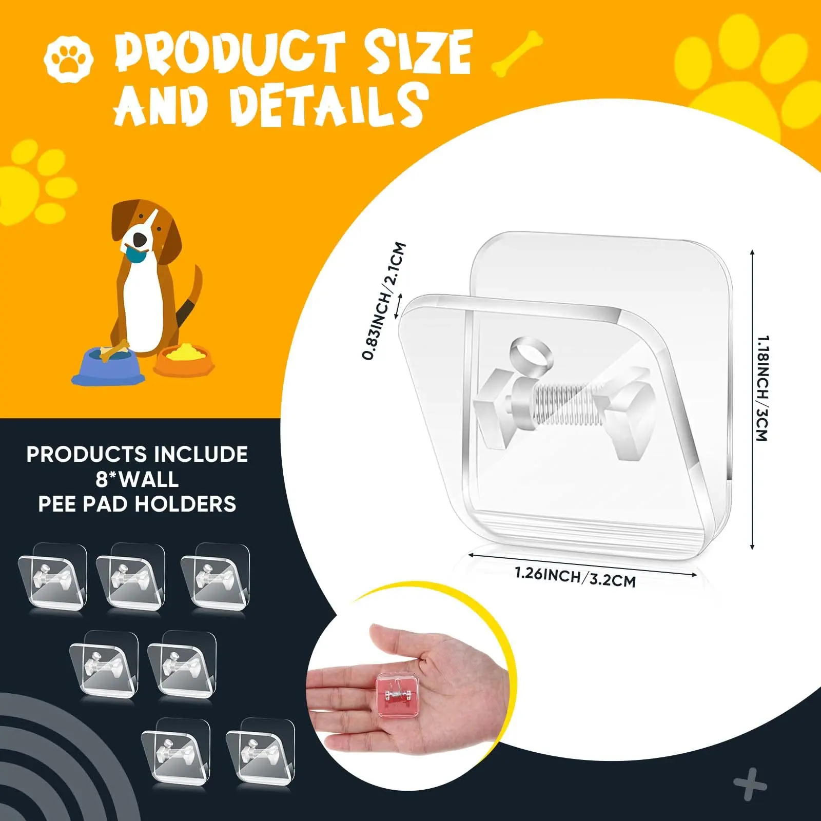 Wall Pee Pad Holder 6/3Pcs Clear Dog Potty Training Pad Holder Invisible Puppy Sticky Pee Wall Clips dog potty pad holder