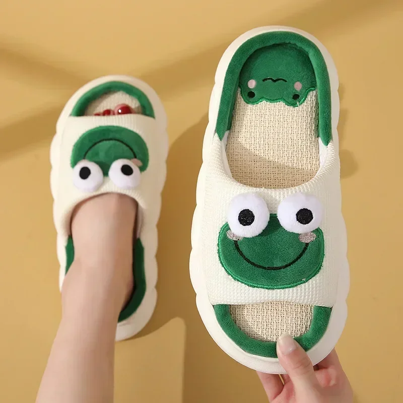 2024 Cute Cartoon Cow Linen Slippers Universal Indoor Home Four Seasons Non-slip Cotton Linen Sandals — view 5