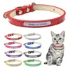 Bling Leather Cat Collar Personalized Name Collar for Cats Small Dog Puppy Necklace Kitten Accessories Nameplate Free Engraving 1