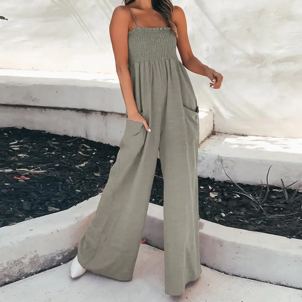 Women Sleeveless Straps Jumpsuits Summer 2023 Casual Wide Leg Pants Fashion Jumpsuit Solid Color Loose Women slimming Playsuits