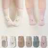 5 Pairs Infant Newborn Baby Anti-Slip Socks 5colored Bear Print Baby Girl Cotton Socks Solid Autumn Toddler Boys Knee Floor Sock 2