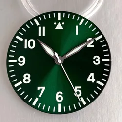39mm Titanium Pilot Watch with Sapphire Crystal and Luminous Sunburst Dial - Fit ETA2836 (Green dial hands)