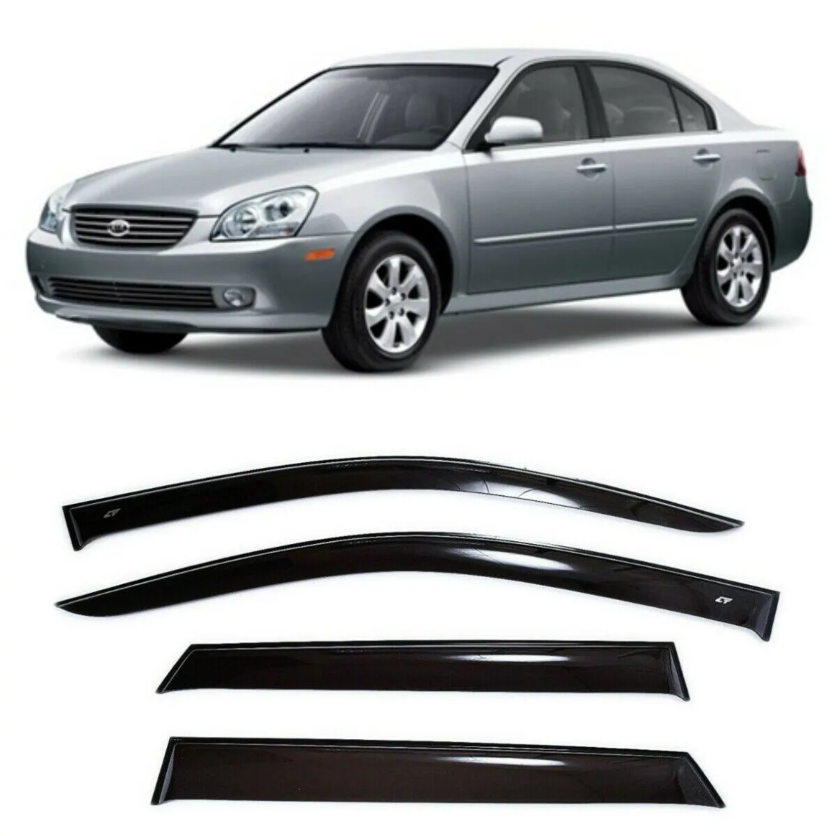 Дефлекторы окон Cobra Tuning K11606 на авто Kia Optima 2 II Sd Sedan 2005-2010 4 шт./комп. ветровики от