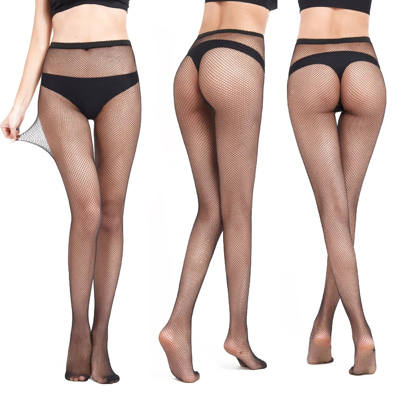 European and American women's oversized fun pantyhose jeans holes mesh bottom fishing net socks women leggings