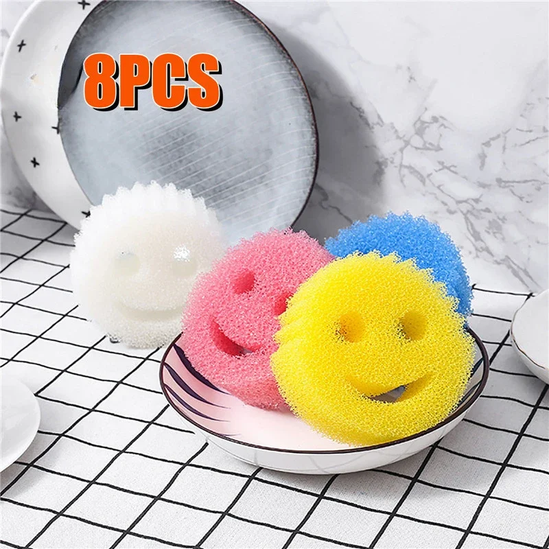 8Pcs Scouring Pad Sponge Useful Things for Kitchen Household Dishwashing Bathroom Cleaning Wipe Strong Miracle Sponges