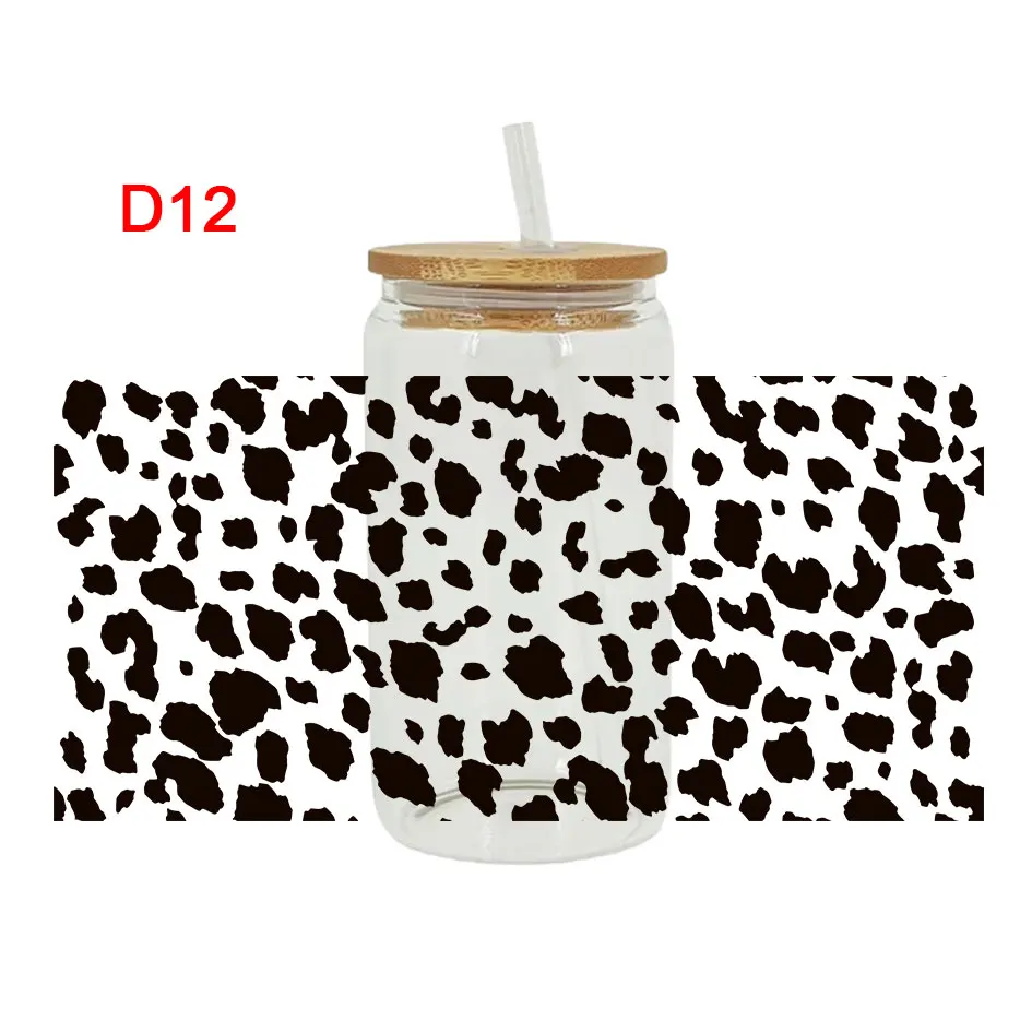 UV DTF Transfers Stickers, 16oz, Cup Wraps, Leopard Printed, DIY Glass, Ceramic, Metal, Leather, Etc D12