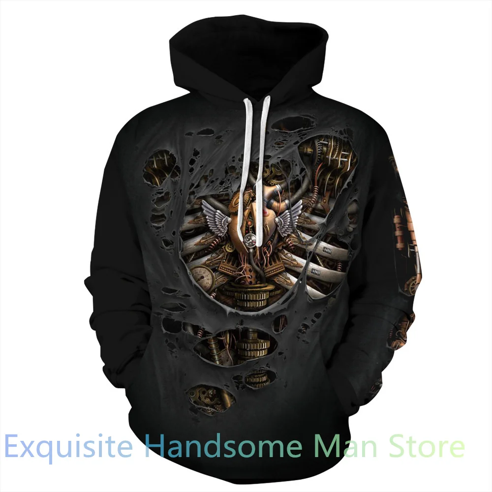 

Halloween Men's Hoodie Sweater Men Skeleton Printed Fashion Streetwear Pullover Fleece Hooded Hip Hop Unisex Vintage Sweatshirt