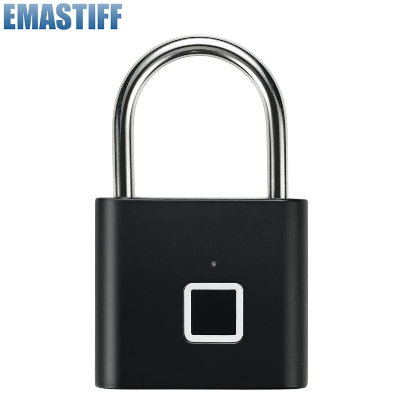 Black silver Keyless USB Rechargeable Door Lock Fingerprint Smart Padlock Quick Unlock Zinc alloy Metal Self Developing Chip smart door lock smart lock electronic lock fingerprint door lock fingerprint padlock