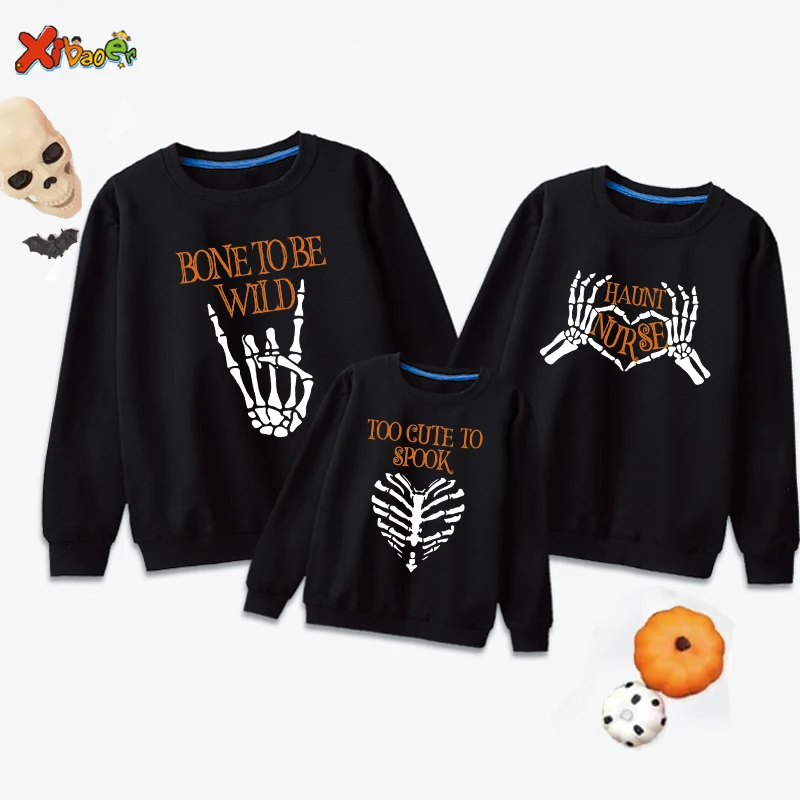 

Family Sweatshirts Costume Hoodies Halloween Happy Halloween Funny Kids Sweatshirts Boy Girls Clothing Children Matching Clothes