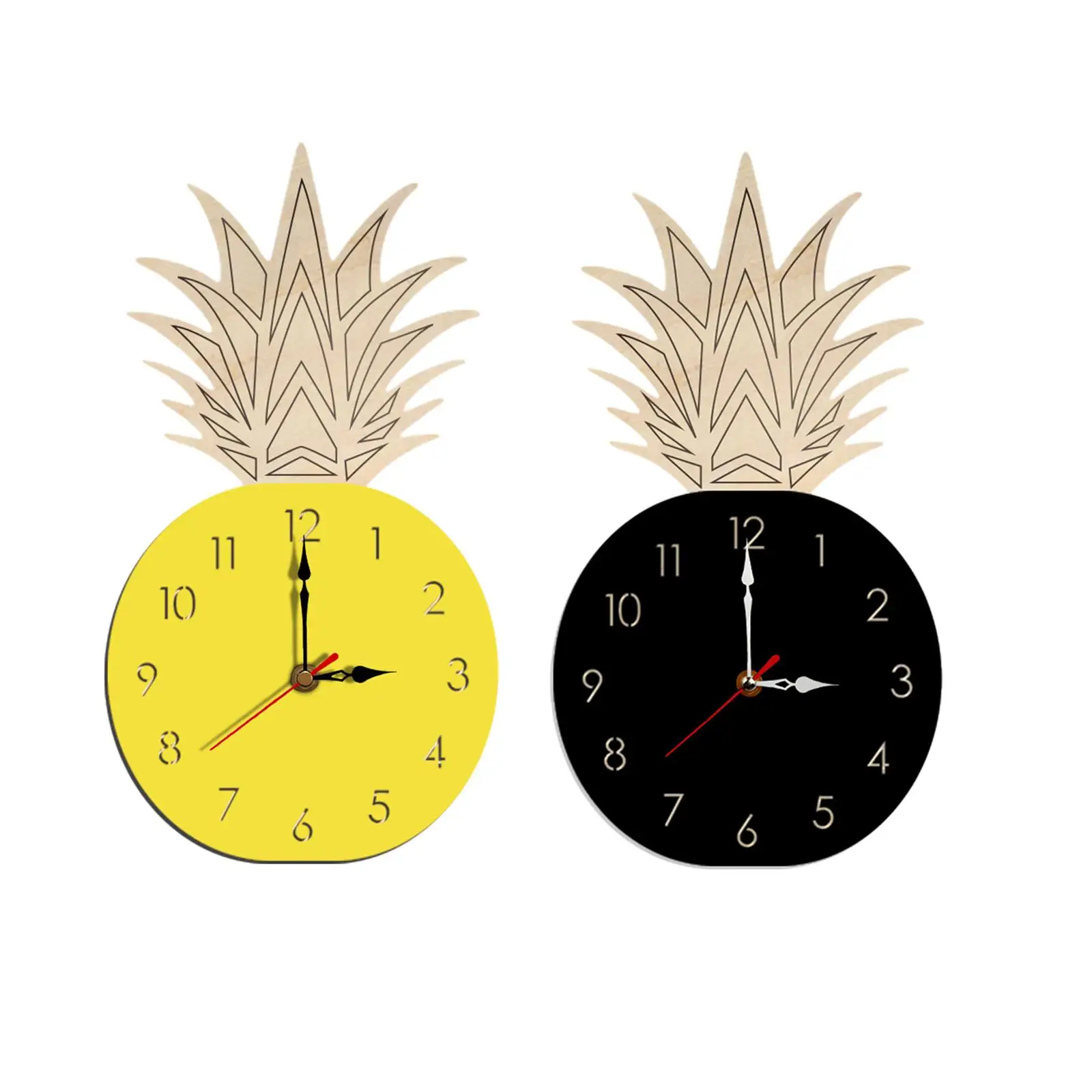 Pineapple Wall Clock Silent Nordic Style Modern Cartoon Wall Hanging Decor for Kids Room Kitchen Bedroom Living Room Home Decor