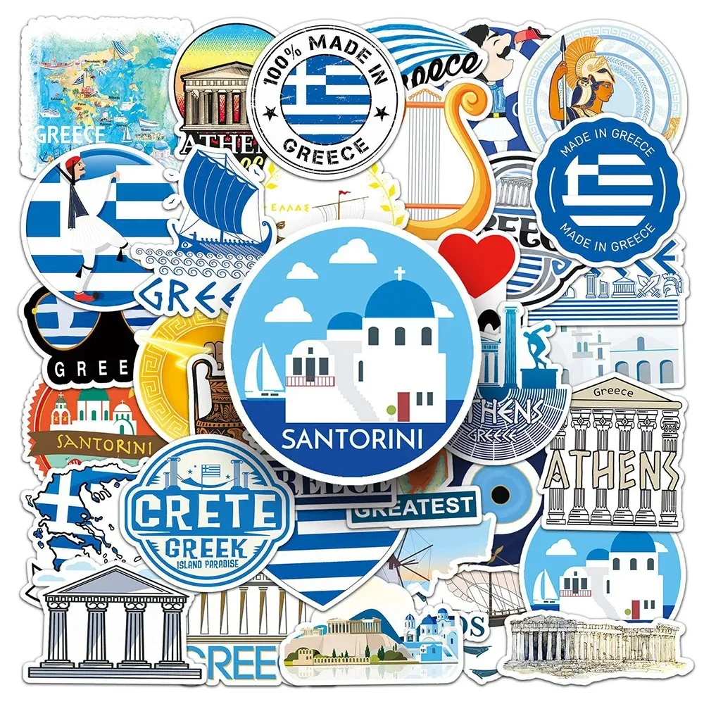 Aesthetic Greece Travel Stickers Set - Decorative Art and Craft Collection
