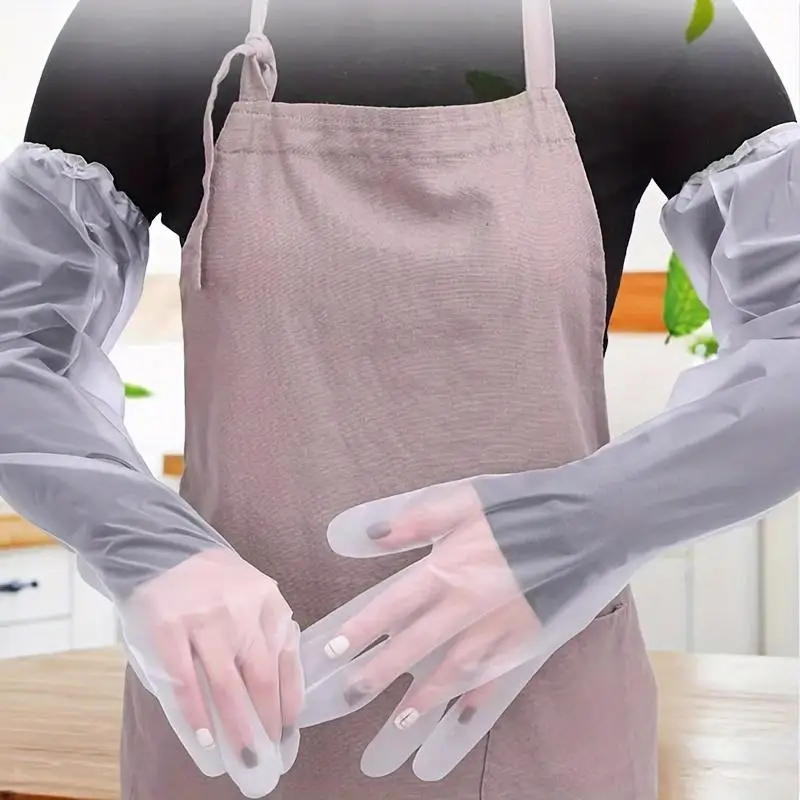 10Pcs/set Durable Comfort Kitchen Cleaning Gloves Extended Length Waterproof Oil-Resistant Multipurpose Household Gloves