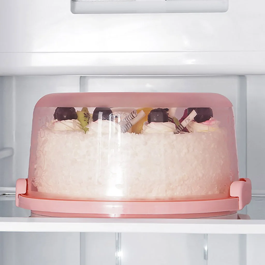 Portable Cake Box Round Food Fresh-keeping Box with Lid and Handle Kitchen Storage Box kitchen storage box fruit storage box kitchen supplies