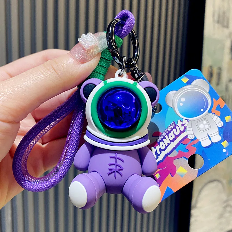 Cute Galaxy Astronaut Bear Keychain