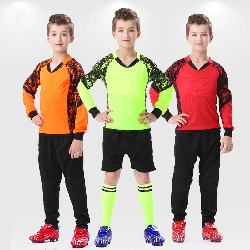 Men Football Goalkeeper Uniform Boy Soccer Goalkeeper Jersey Doorkeepers Long Sleeve Protective Sponge Clothes Shirt football uniform sports uniform sets