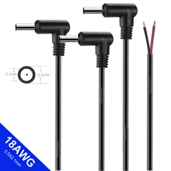 Enhanced Right - Angle DC Power Cable, 18AWG, 5.5mm Male Plug, 29cm Length - 10PCS (5.5X2.1mm)