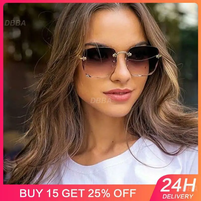 Polarized Sunglasses Vintage Sunglasses Frameless Square Sunglasses Oculos De Sol Summer Travel Women Street Shot Meta